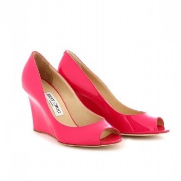 Jimmy Choo Patent Leather Baxen Wedges Size 39.5 - Picture 1 of 6